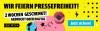 Anzeige für ein Zeitungsabonnement. Text: "Wir feiern Pressefreiheit! 2 Wochen geschenkt! Gedruckt oder digital" und Button „Jetzt sichern!“.