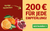 Anzeige für ein Zeitungsabonnement. Text: "200 € für jede Empfehlung!" und Button „Jetzt bestellen“.
